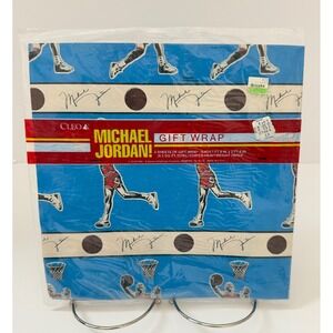 Cleo Michael Jordan Gift Wrap 2 Sheets Chicago Bulls NBA Vintage Sealed